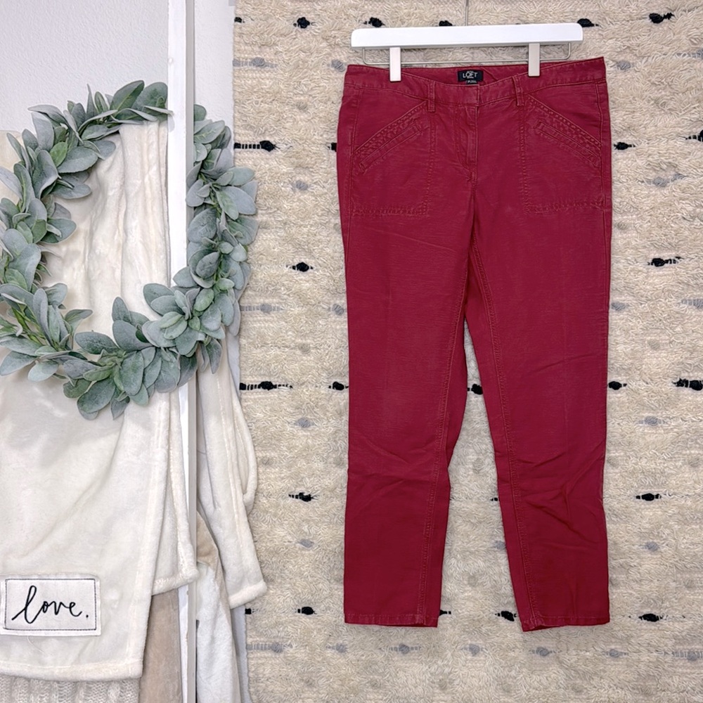 LOFT Petites burgundy  ankle Trousers size 2 petite